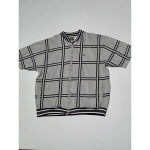 (#A1) Phat Farm Embroidered Vintage Y2K Short Sleeve Full Zip    Men  Large Gray
